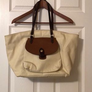 Crm Nylon w/ Brn leather  Dooney and Bourke Tote